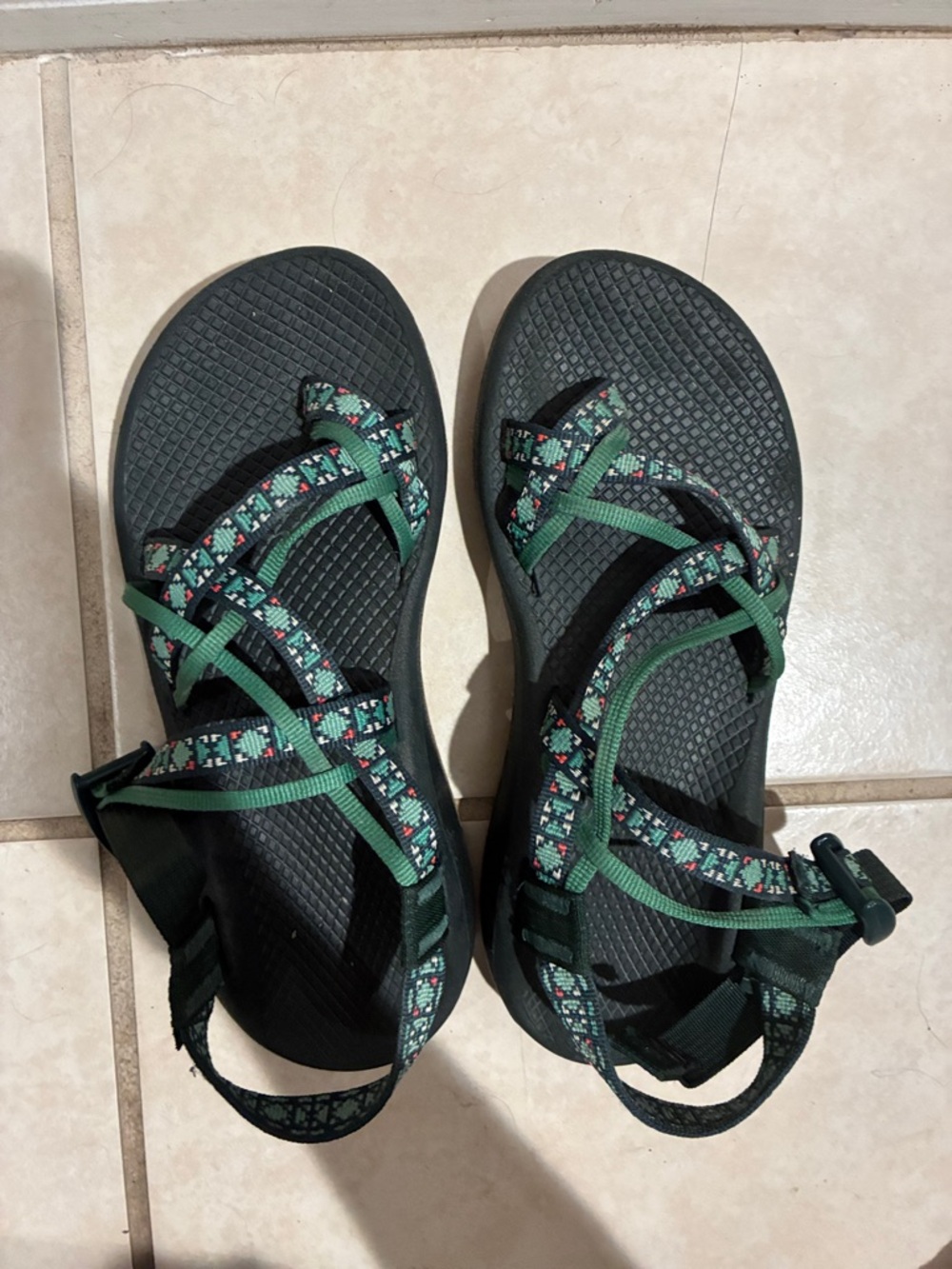 Chaco Green Patterned Outdoor Strappy Sandals